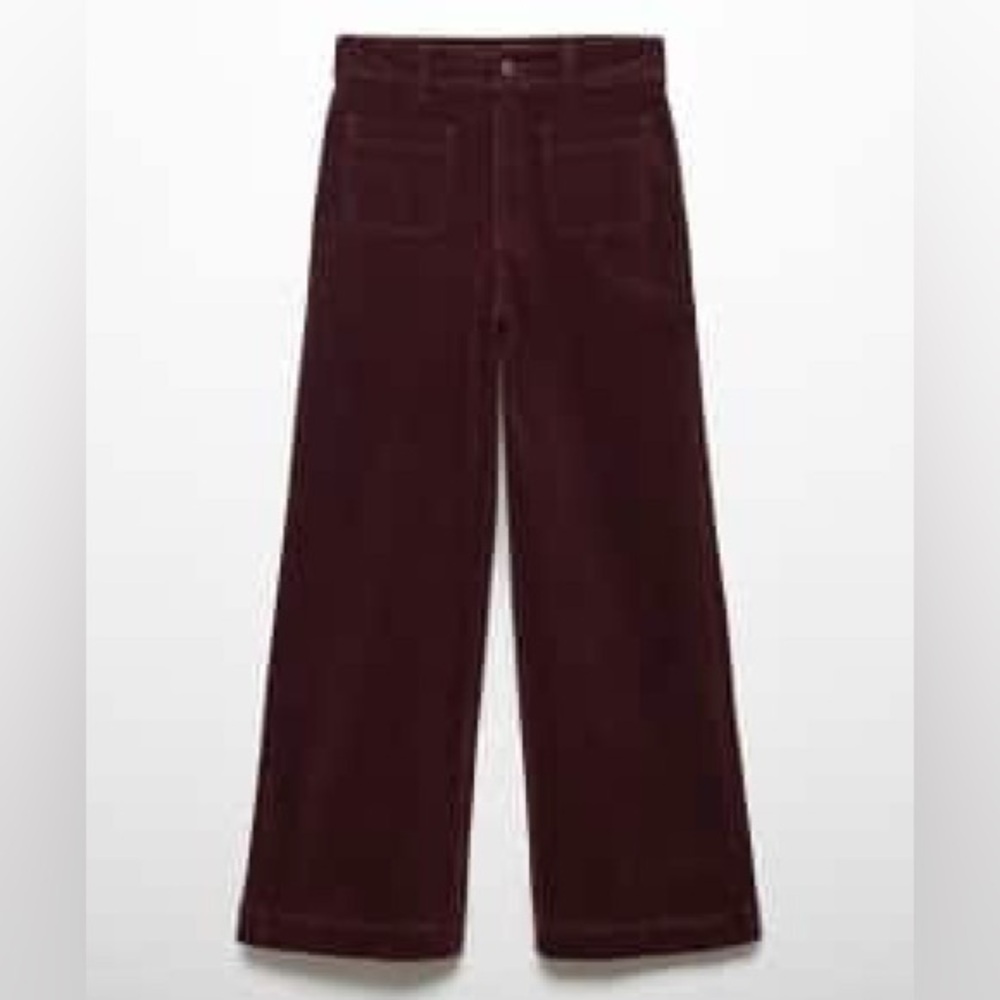 Mango Deep Burgundy Corduroy Trousers